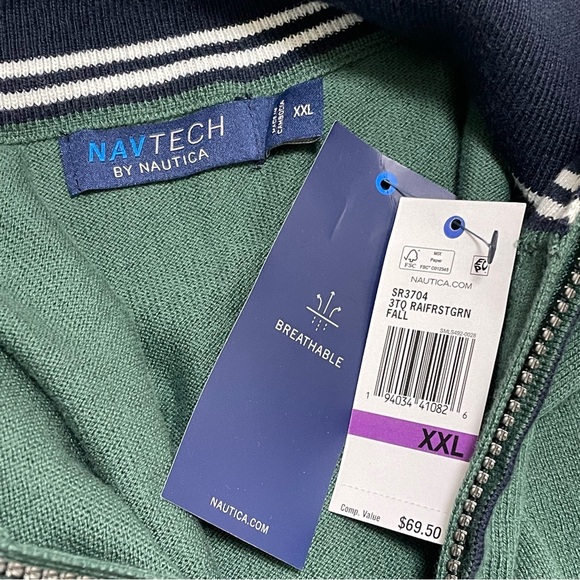 Nautica Men’s Navtech Classic Fit Quarter Zip Sweater Green Sz XXL NWT - Picture 6 of 9